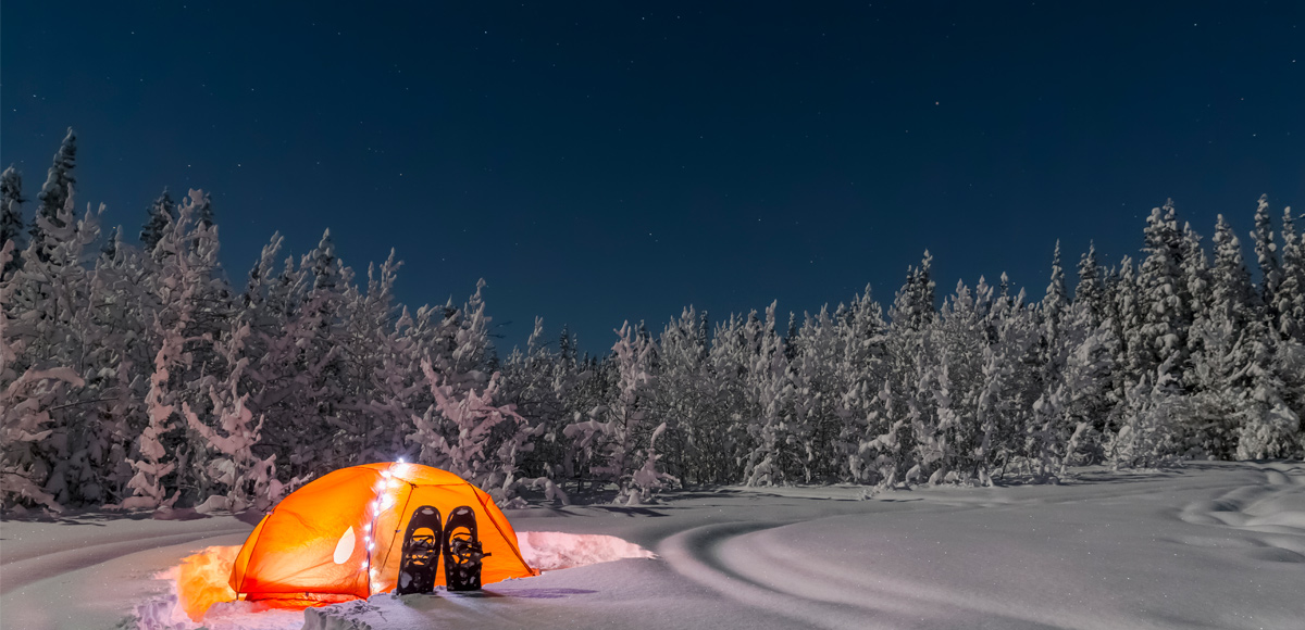 snow and tent scene